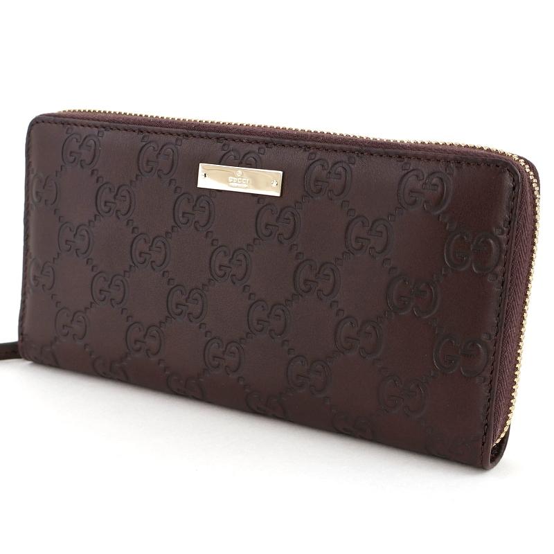 グッチシマ グッチ 財布 ラウンドファスナー ロングウォレット ダーク