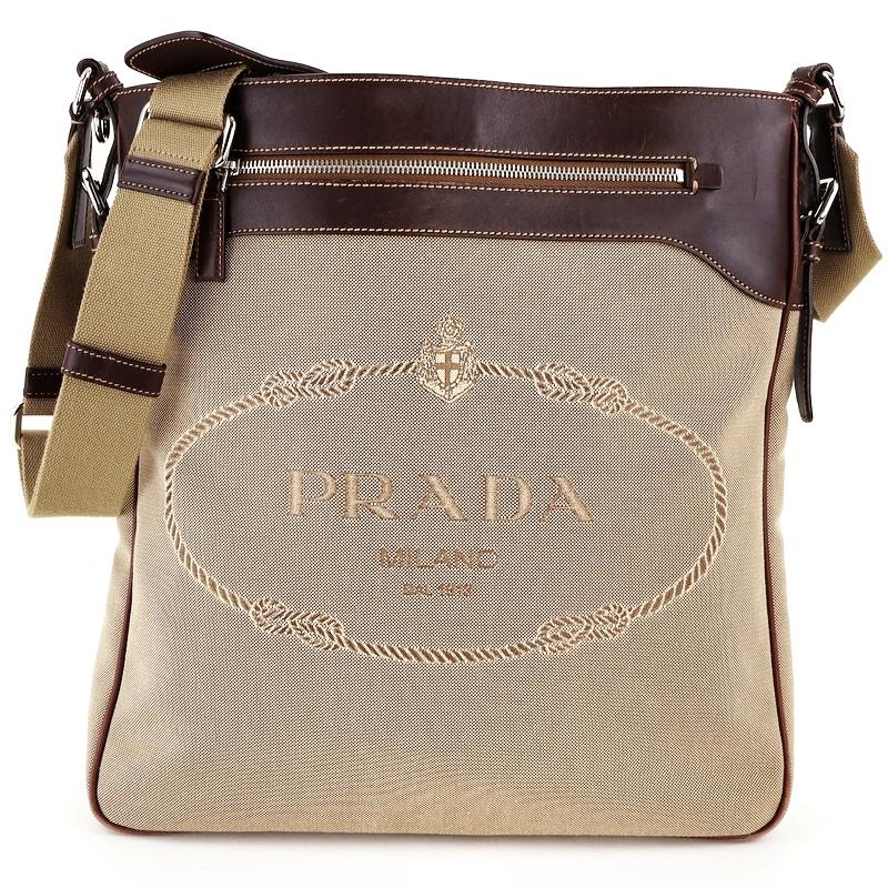PRADA 刺繍ショルダーバッグ ベージュ PRADA（プラダ） ショルダーバッグ カーフ 1BH089 ベージュ ゴールド