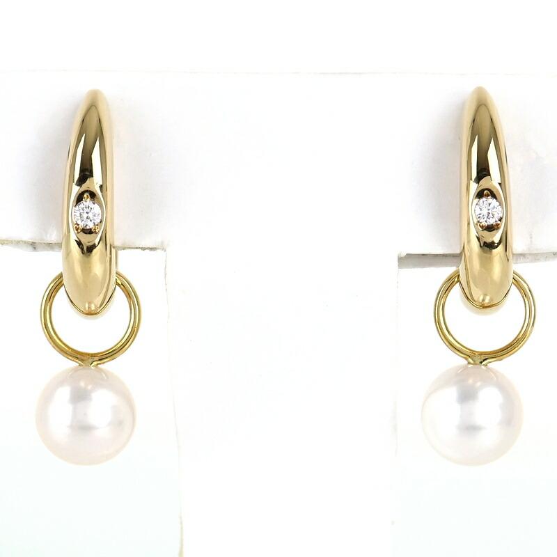MIKIMOTO（ミキモト） イヤリング パール 7.7mm 7.8mm ダイヤ フープ