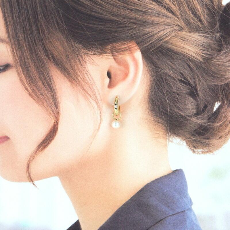 MIKIMOTO（ミキモト） イヤリング パール 7.7mm 7.8mm ダイヤ フープ