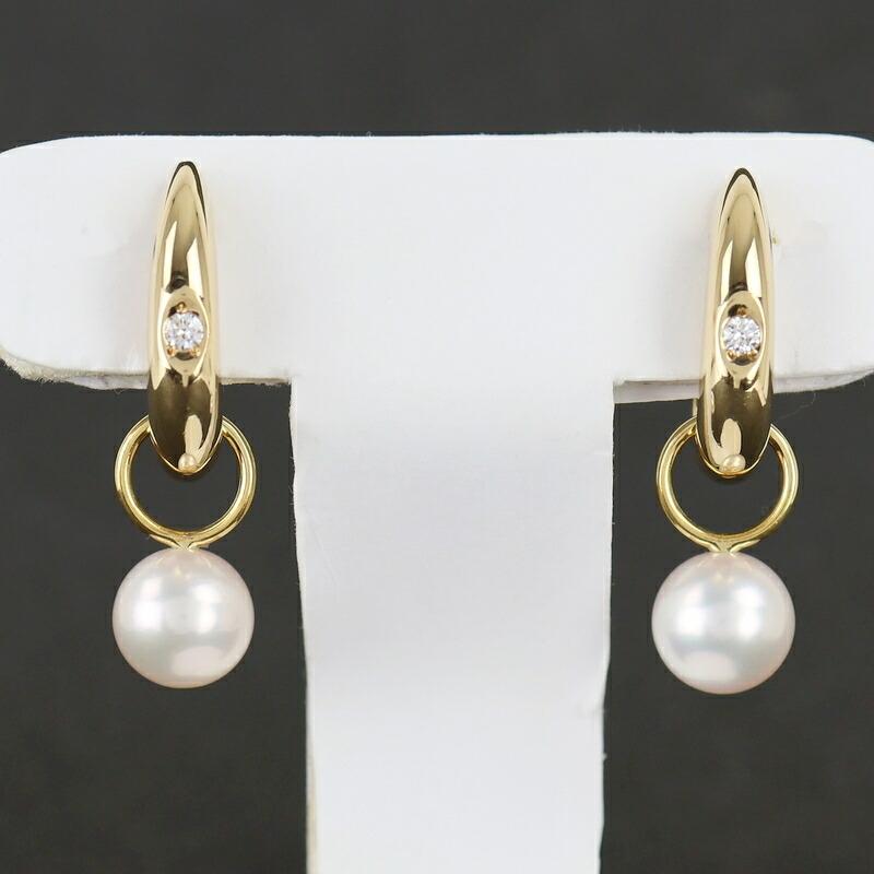 MIKIMOTO（ミキモト） イヤリング パール 7.7mm 7.8mm ダイヤ フープ