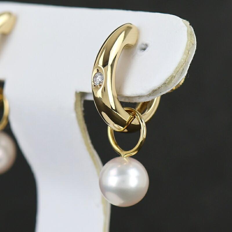 MIKIMOTO（ミキモト） イヤリング パール 7.7mm 7.8mm ダイヤ フープ