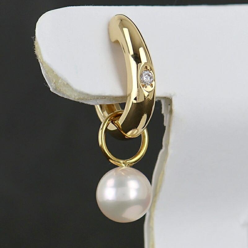 MIKIMOTO（ミキモト） イヤリング パール 7.7mm 7.8mm ダイヤ フープ
