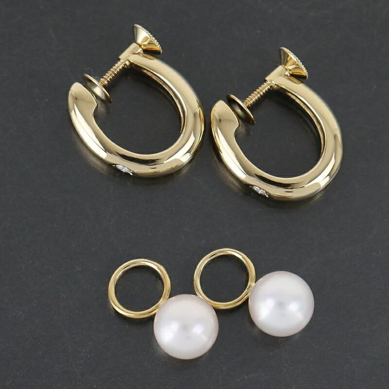 MIKIMOTO（ミキモト） イヤリング パール 7.7mm 7.8mm ダイヤ フープ