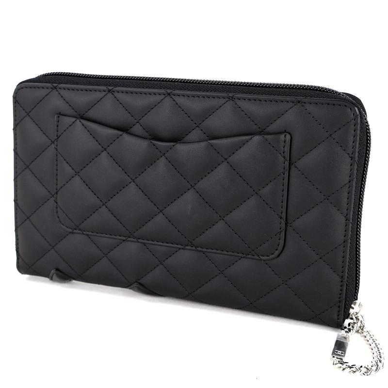 CAMBON シャネル 財布 中古 カンボンライン ラウンドファスナー長財布
