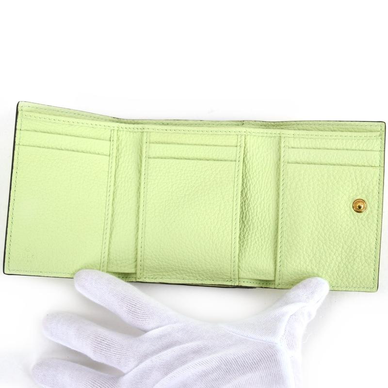 GUCCI（グッチ） 財布 レザー 三つ折り財布 731694 ライトグリーン