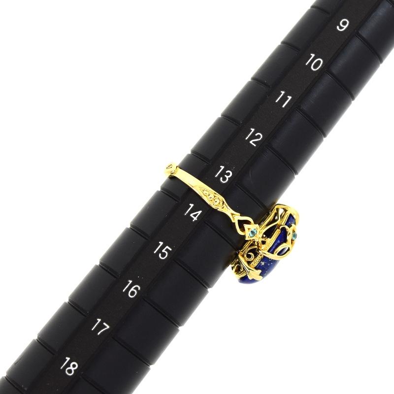 ラピスラズリ 指輪 18金 K18YG 13.5号 ドロップ ジュエリー レディース