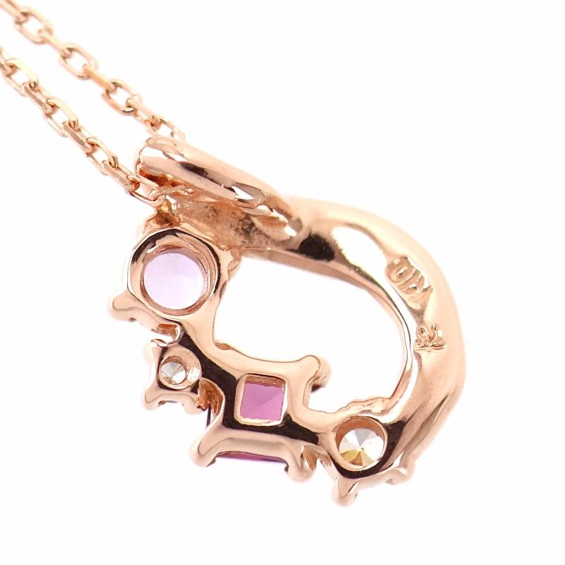 ネックレス K10PG ピンクゴールド ドロップモチーフ ピンク系 カラー 