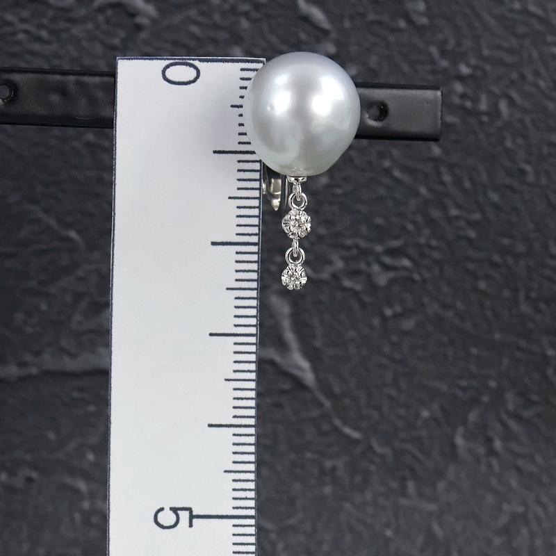 イヤリング バロックパール 約12.0~12.8mm ホワイト系 K18WG ダイヤ