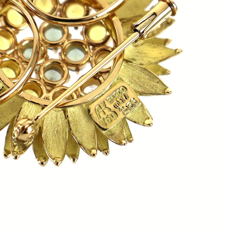 池田啓子 ブローチ ひまわり 2WAY ペンダントトップ K18YG Pt900