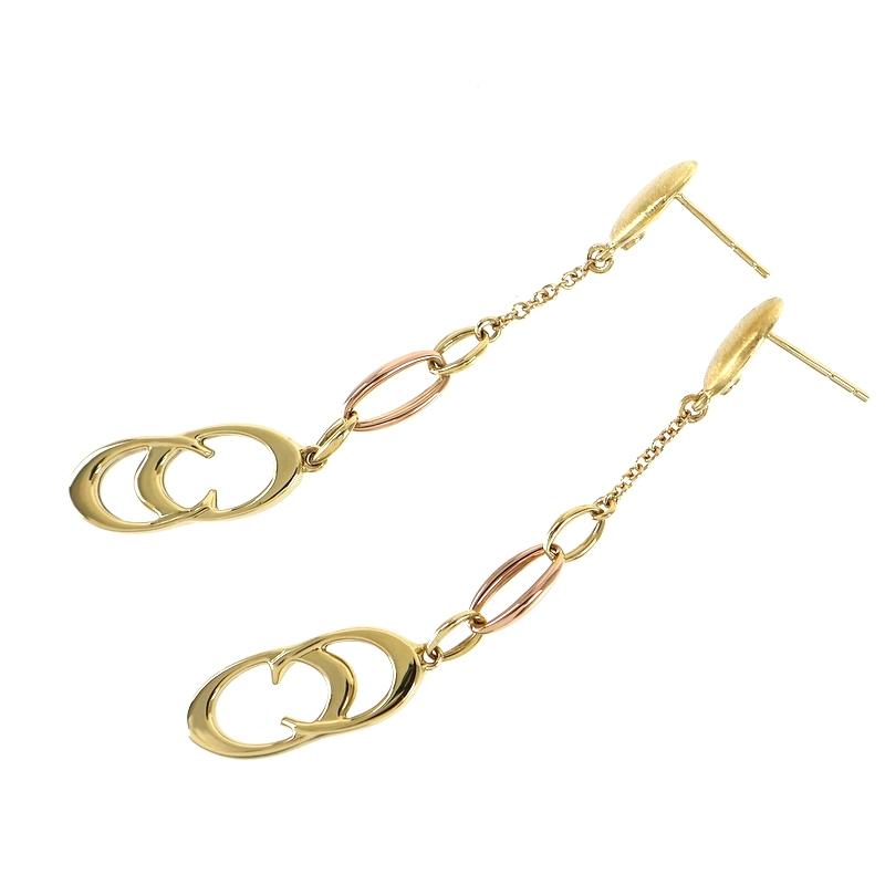 CHIMENTO キメント K18 ピアス K18YG×PG ロゴ チェーンモチーフ