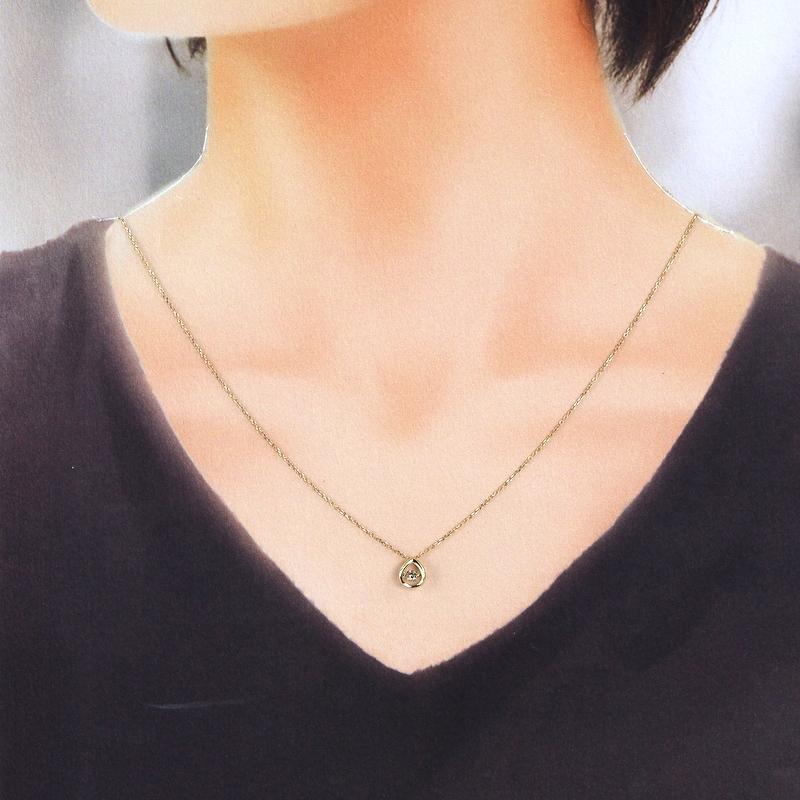 ダンシングストーン ネックレス ダイヤ 0.08ct 18金 K18YG 45cm 