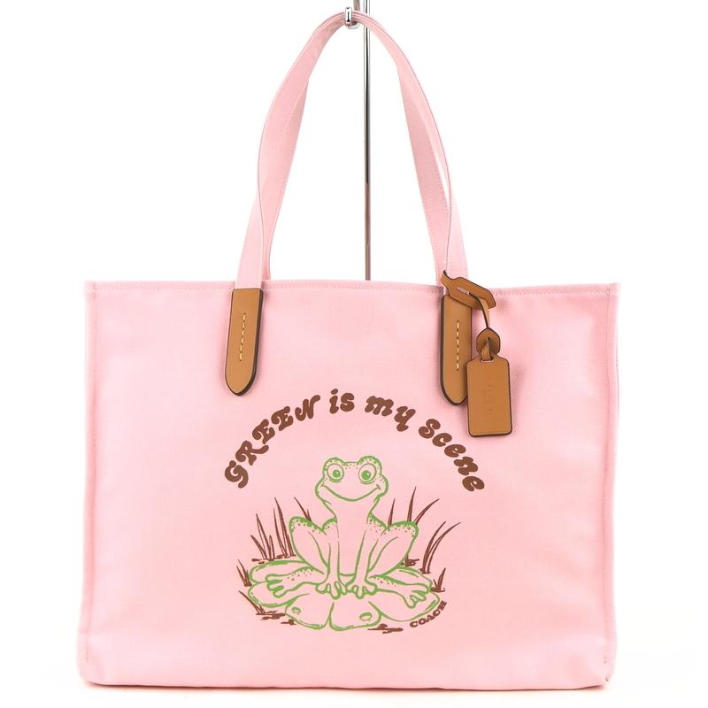 COACH コーチ トート42 ピンク カエルプリント 100%リサイクル COACH コーチ トート42 ピンク カエルプリント 100%リサイクル