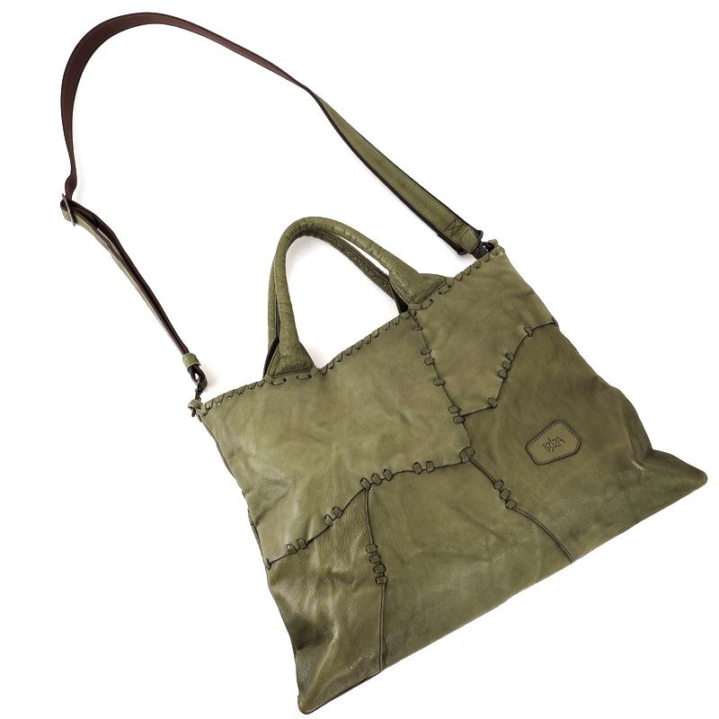 美品】IBIZA イビザ 2WAY レザー ショルダーバッグ グリーン 袋付 