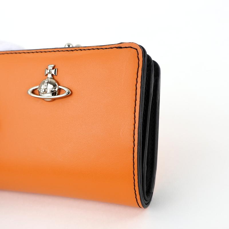 ヴィヴィアンウエストウッド 二つ折り財布 がま口 オレンジ エナメル Vivienne Westwood ヴィヴィアンウエストウッド 財布 レディース