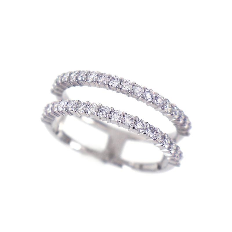 指輪 プラチナ ダイヤ 0.50ct Pt900 9号 二重デザイン ハーフ 