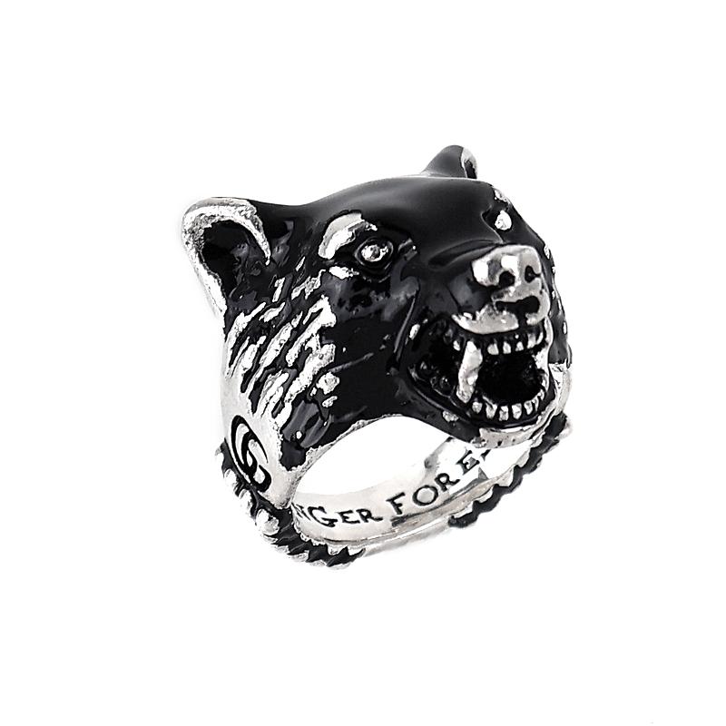 GUCCI ウルフリング黒 GUCCI グッチ 指輪 メンズ アンガーフォレスト ウルフヘッド