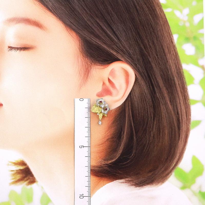 石川暢子 asTime イヤリング K18YG×Pt900 ダイヤ ルビー イエロー 