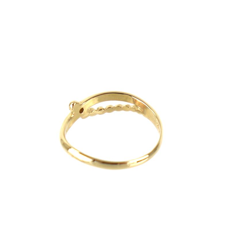 指輪 レディース 18金 ピンキーリング 4号 1.0g ダイヤ K18YG イエロー