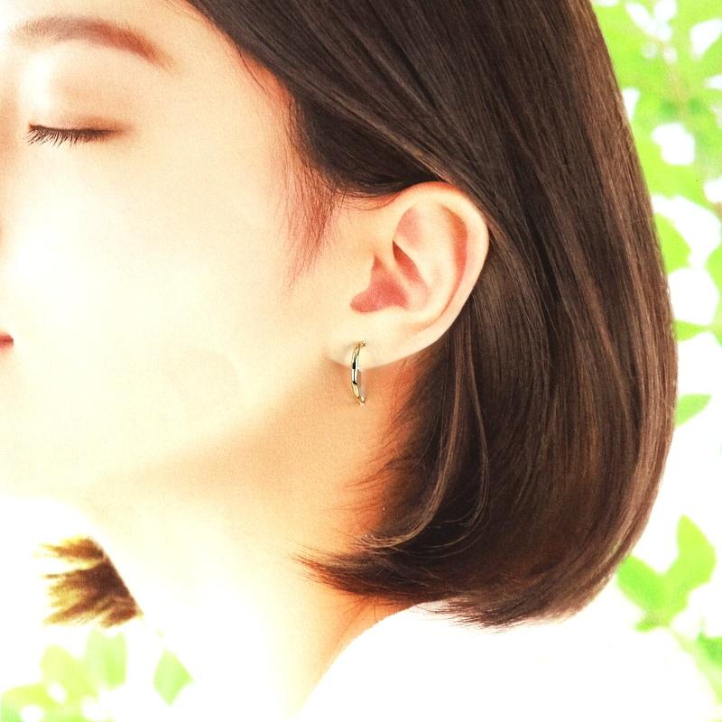 ピアス 18金 フープ K18YG 両耳用 0.9g 2mm幅 ジュエリー 地金