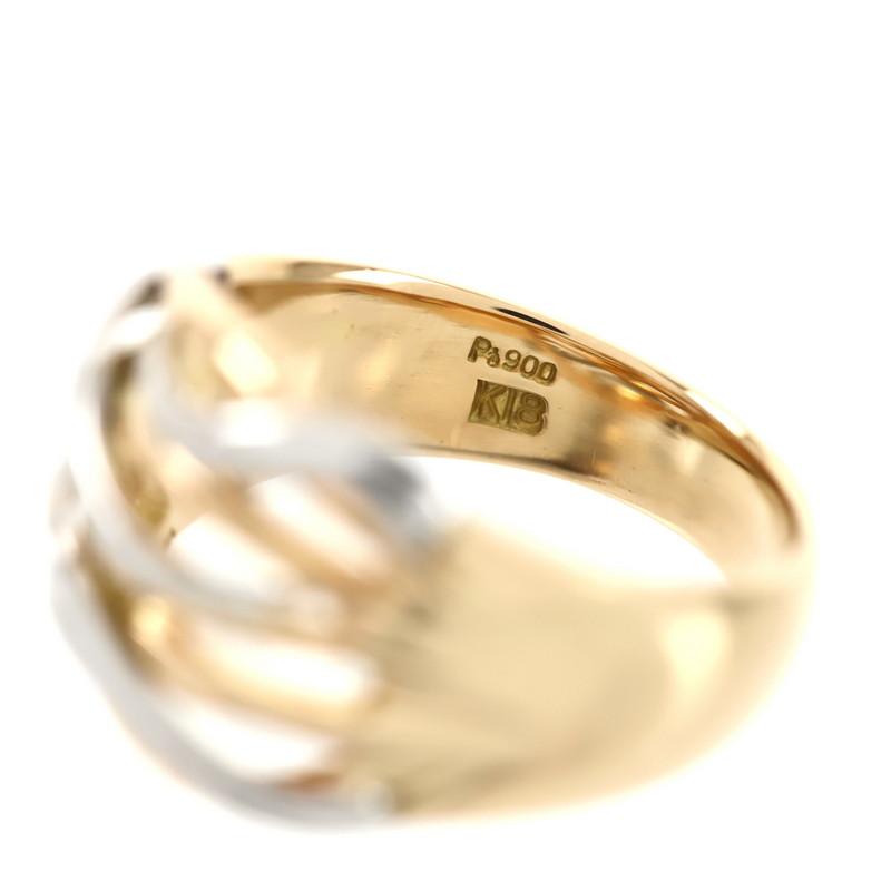 指輪 K18YG×Pt900 18金 プラチナ900 13号 コンビカラー デザインリング