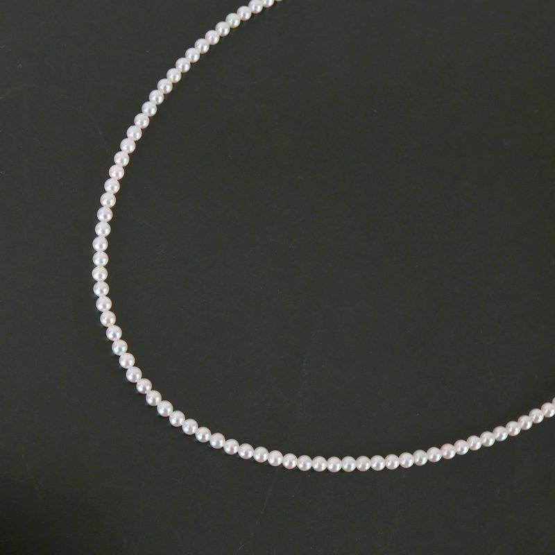 ベビーパール ネックレス 3~3.5mm 最長48cm スライド式 K18WG留め具 