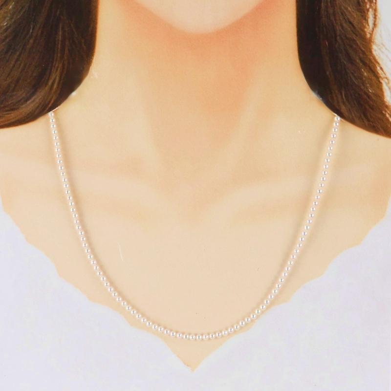 ベビーパール ネックレス 3~3.5mm 最長48cm スライド式 K18WG留め具