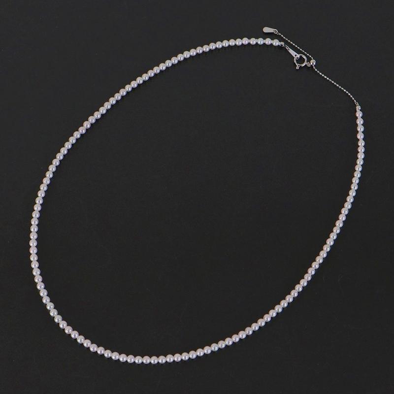 ベビーパール ネックレス 3~3.5mm 最長48cm スライド式 K18WG留め具