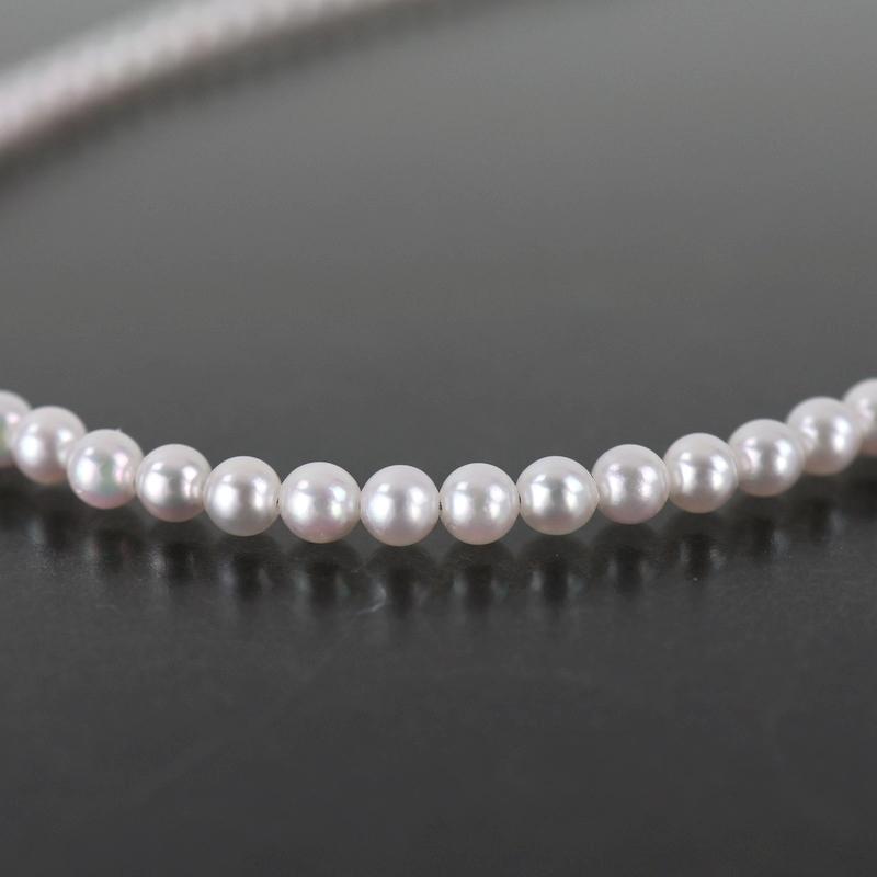 ベビーパール ネックレス 3~3.5mm 最長48cm スライド式 K18WG留め具