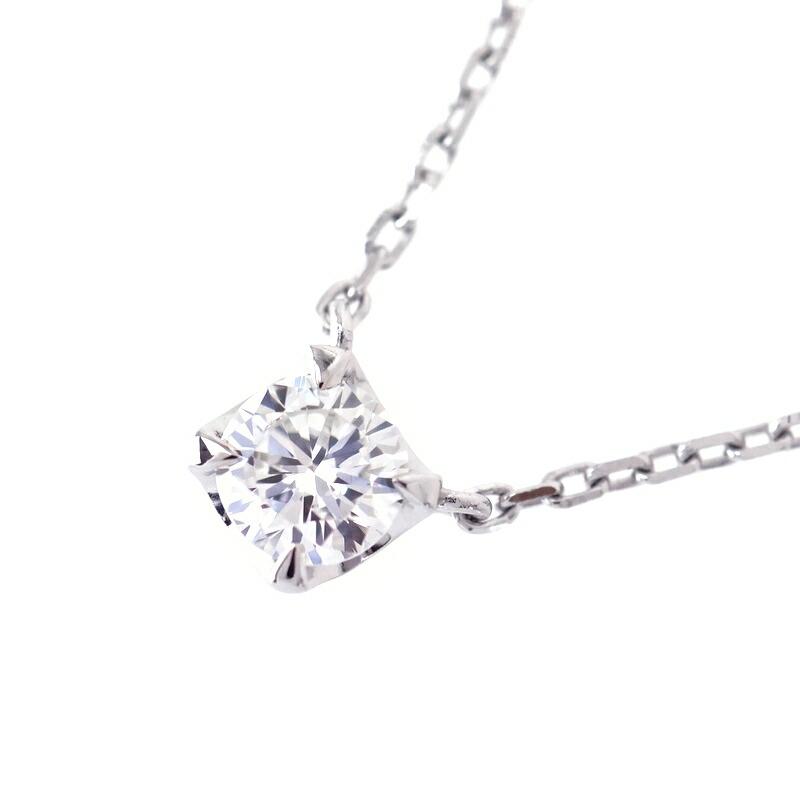ダイヤモンド 一粒 ネックレス 0.216ct Pt850×900 45.5cm アズキ