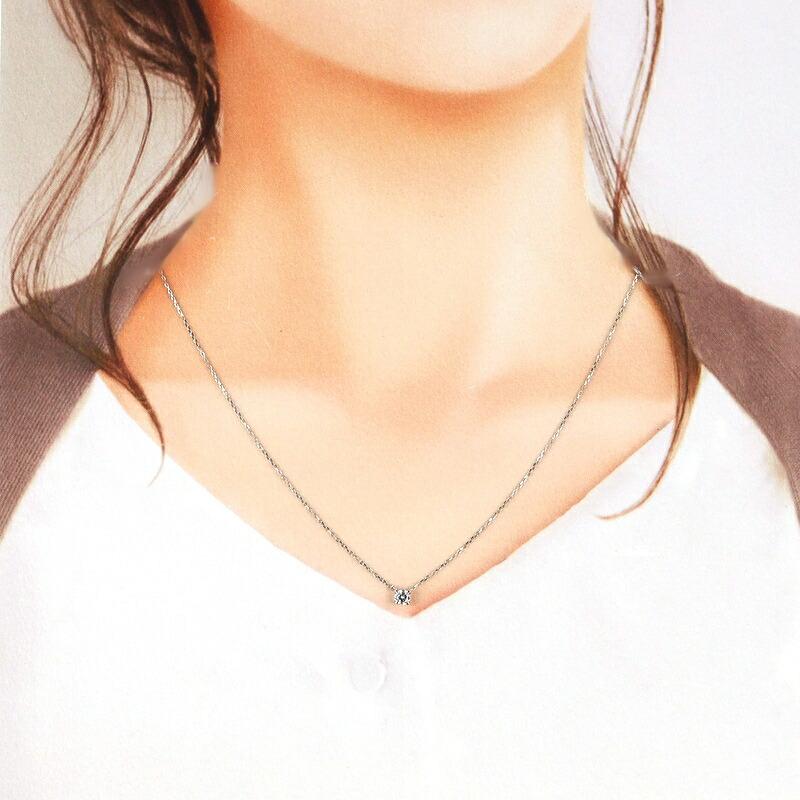 ダイヤモンド 一粒 ネックレス 0.216ct Pt850×900 45.5cm アズキ
