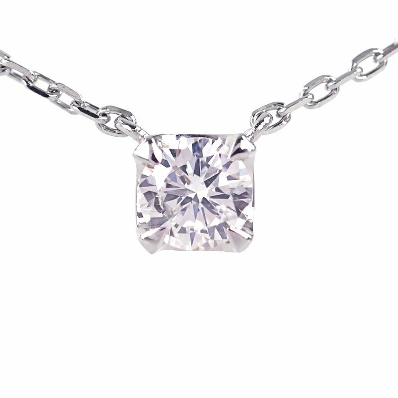 ダイヤモンド 一粒 ネックレス 0.216ct Pt850×900 45.5cm アズキ
