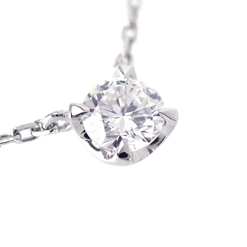 ダイヤモンド 一粒 ネックレス 0.216ct Pt850×900 45.5cm アズキ