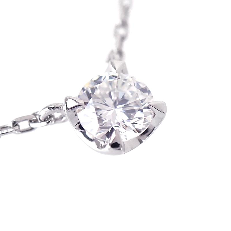ダイヤモンド 一粒 ネックレス 0.216ct Pt850×900 45.5cm アズキ