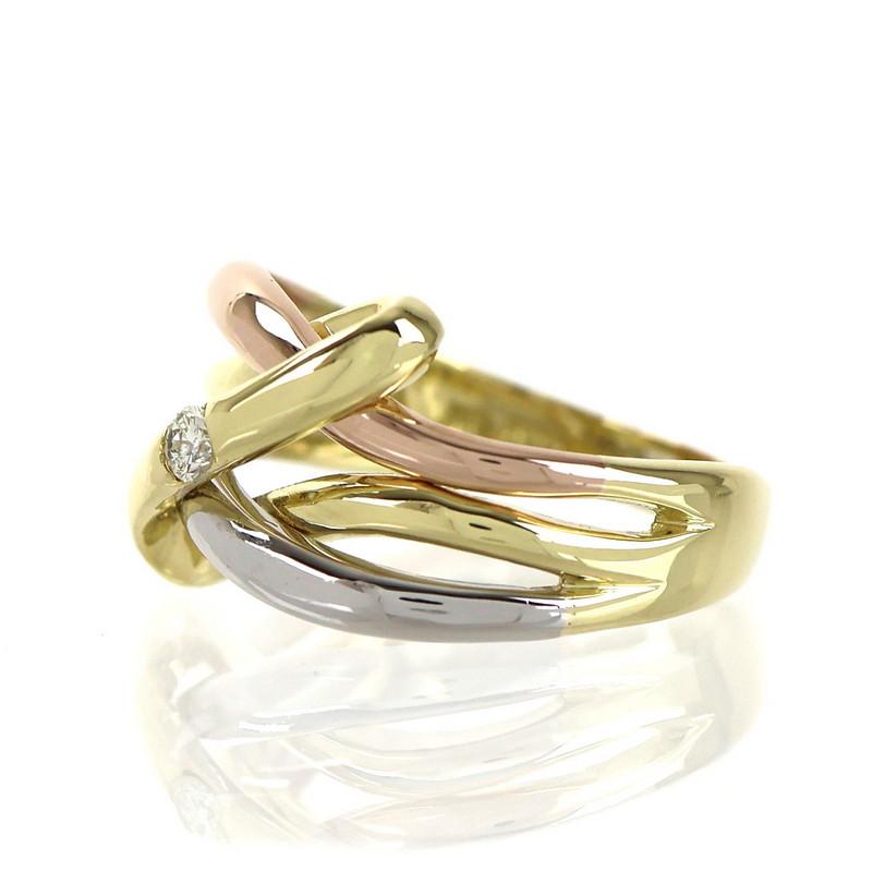 K18 18金 YG イエローゴールド リング 指輪 17号 ダイヤ 0.07