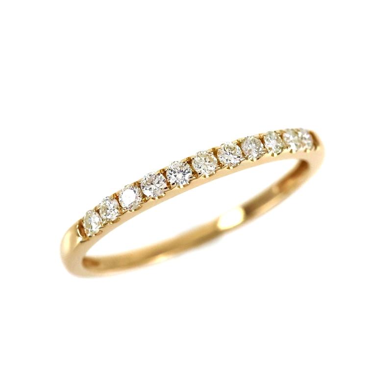 指輪 K18YG 18金 ハーフエタニティ風 13号 ダイヤ 0.20ct ジュエリー