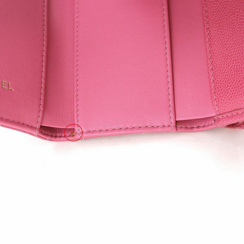 CHANEL スモールフラップウォレット キャビアスキン ピンク CHANEL（シャネル） 財布 キャビアスキン ピンク ゴールド金具