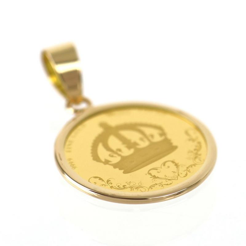K18 18金 　金貨用 ペンダントトップ 枠1/4オンス 約1.0グラム ペンダントトップ K24×K18YG クラウン金貨 1/25oz 1.5g イエロー