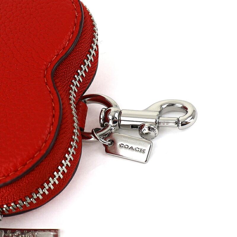 COACH（コーチ） ハートコインパース レッド フック付き ポリッシュド