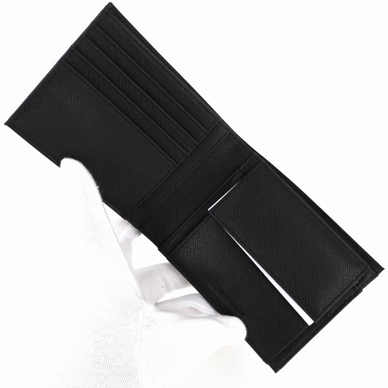 美品 エンポリオアルマーニ ブラック 折り財布 再生サフィアーノレザー メンズ EMPORIO ARMANI エンポリオアルマーニ 財布 二つ折り ASVコイン