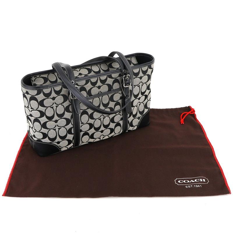 COACH ハンドバッグ シグネチャー柄 ブラック COACH（コーチ） バッグ レディース シグネチャー キャンバス トート