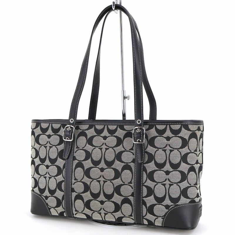 COACH シグネチャー レザー トートバッグ キャンバス ブラック グレー COACH（コーチ） バッグ レディース シグネチャー キャンバス トート