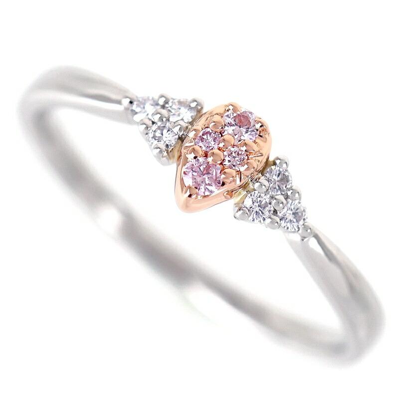 指輪 レディース ダイヤ ピンクダイヤ 0.04ct 0.05ct Pt900 K18PG
