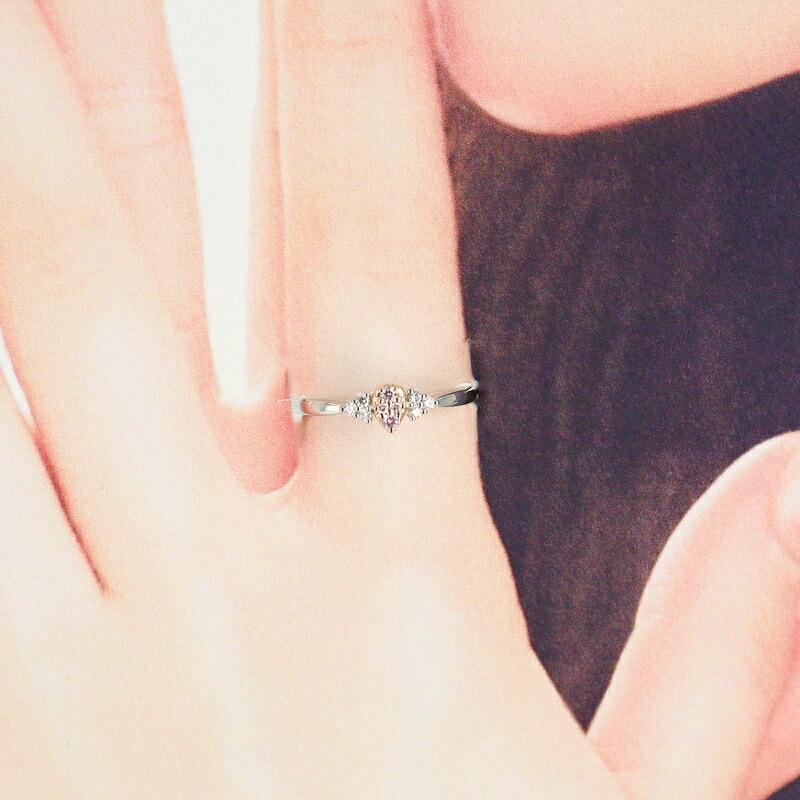 指輪 レディース ダイヤ ピンクダイヤ 0.04ct 0.05ct Pt900 K18PG