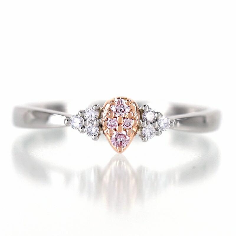指輪 レディース ダイヤ ピンクダイヤ 0.04ct 0.05ct Pt900 K18PG