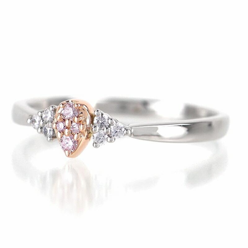 指輪 レディース ダイヤ ピンクダイヤ 0.04ct 0.05ct Pt900 K18PG