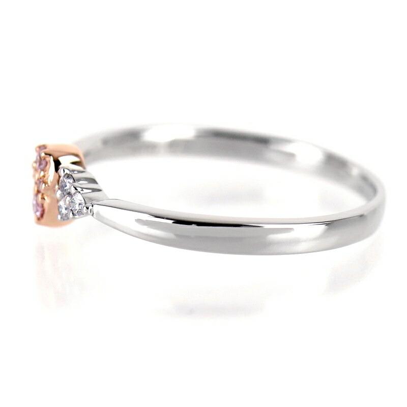 指輪 レディース ダイヤ ピンクダイヤ 0.04ct 0.05ct Pt900 K18PG