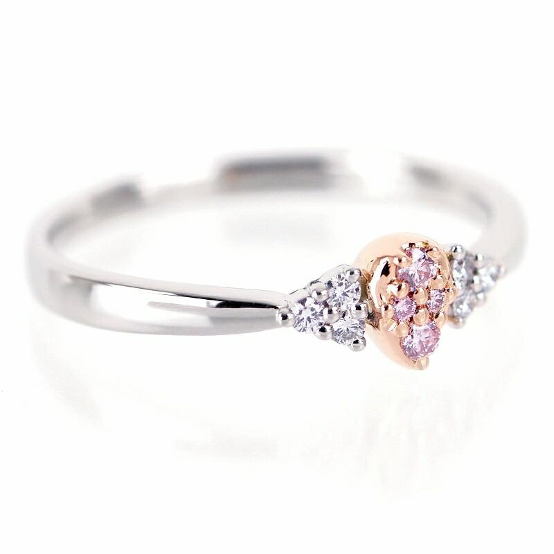 指輪 レディース ダイヤ ピンクダイヤ 0.04ct 0.05ct Pt900 K18PG