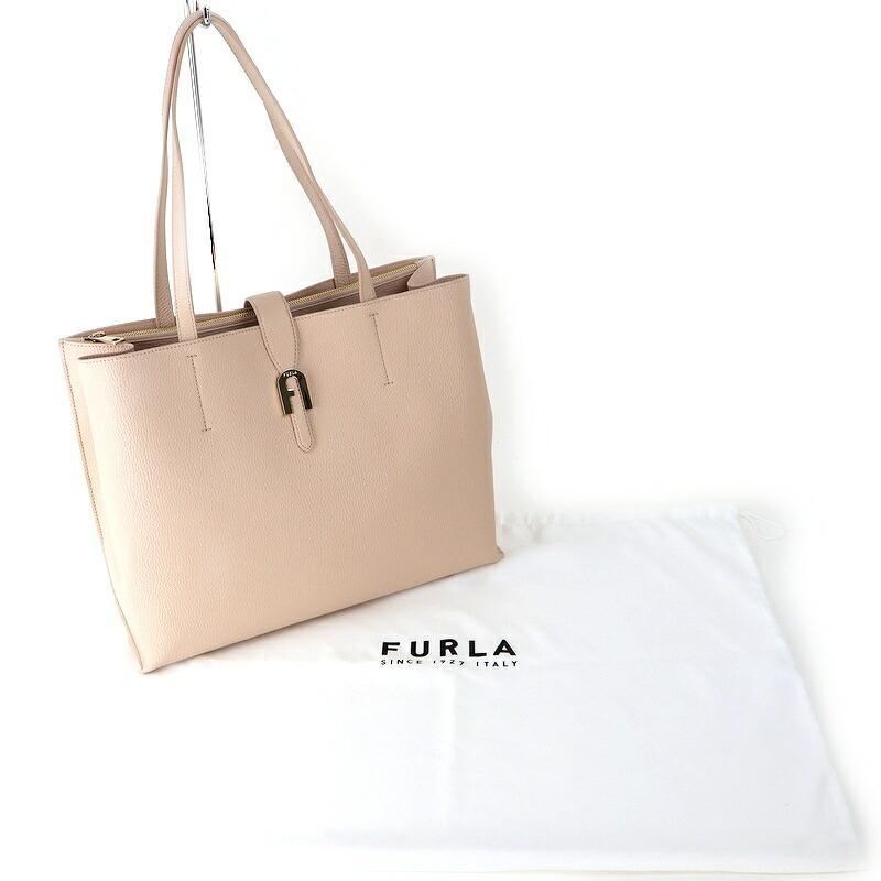 tearoom FURLA ベージュ レザービジネスバッグ フルラ ビジネスバッグ A4 ノートPC ハンドバッグ ベージュ 茶系 ロゴ