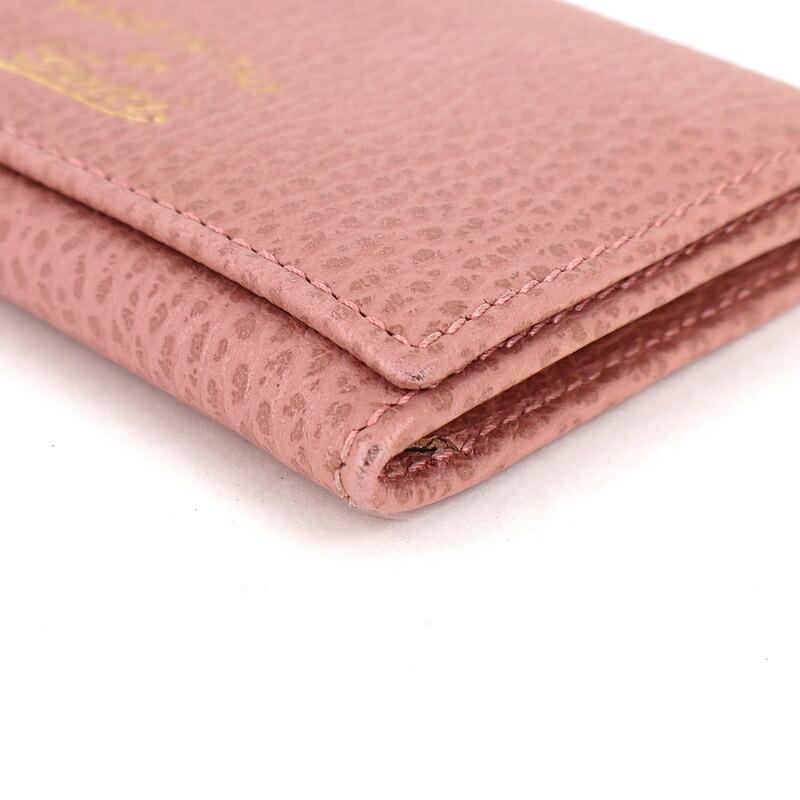 GUCCI（グッチ） カードケース 名刺入れ ピンク レザー 箔押しロゴ
